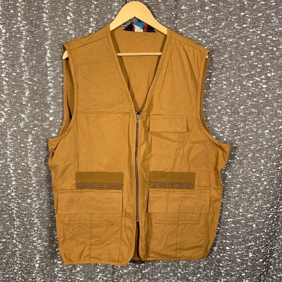 Blue Bill Other - Vtg Blue Bill Canvas Hunting Vest Brown Zip Front Utility Cargo Pockets Men's XL
